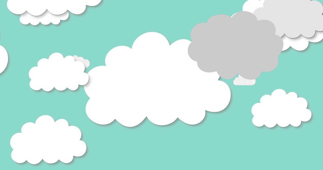 Floating Paper Clouds on Turquoise Background Symbolizing Sustainability