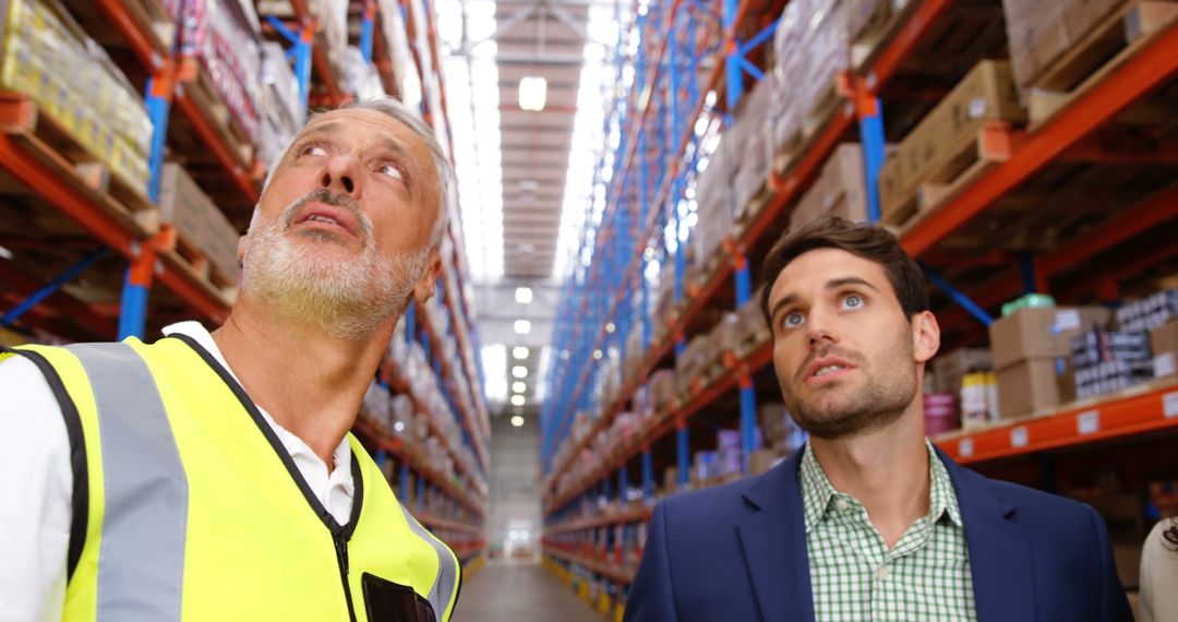 Warehouse Manager Discussing Inventory with Supervisor in Storage Facility - Free Images, Stock Photos and Pictures on Pikwizard.com