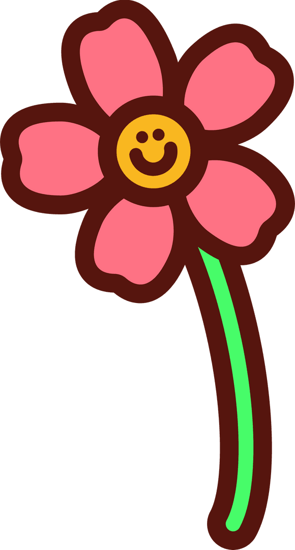Smiling Pink Flower with Transparent Background Illustration