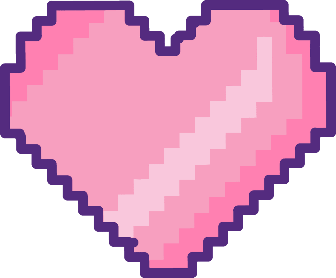Pixel Art Heart Icon With Transparent Background In 8-Bit Retro Style