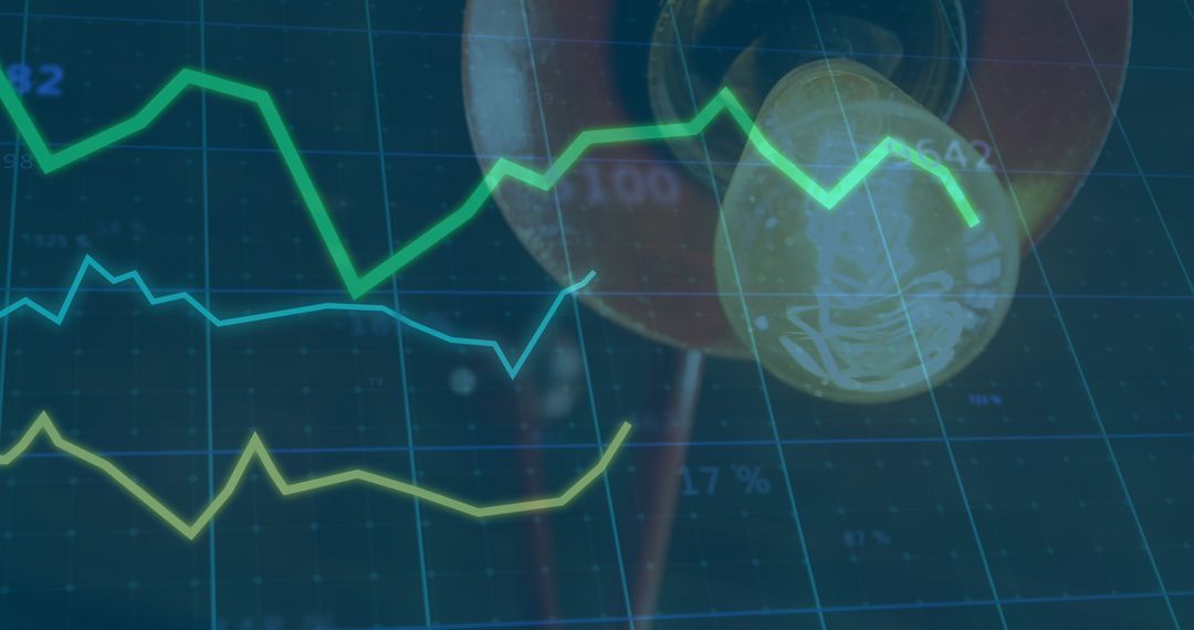 Financial Data Graph with Illuminating Light Bulb