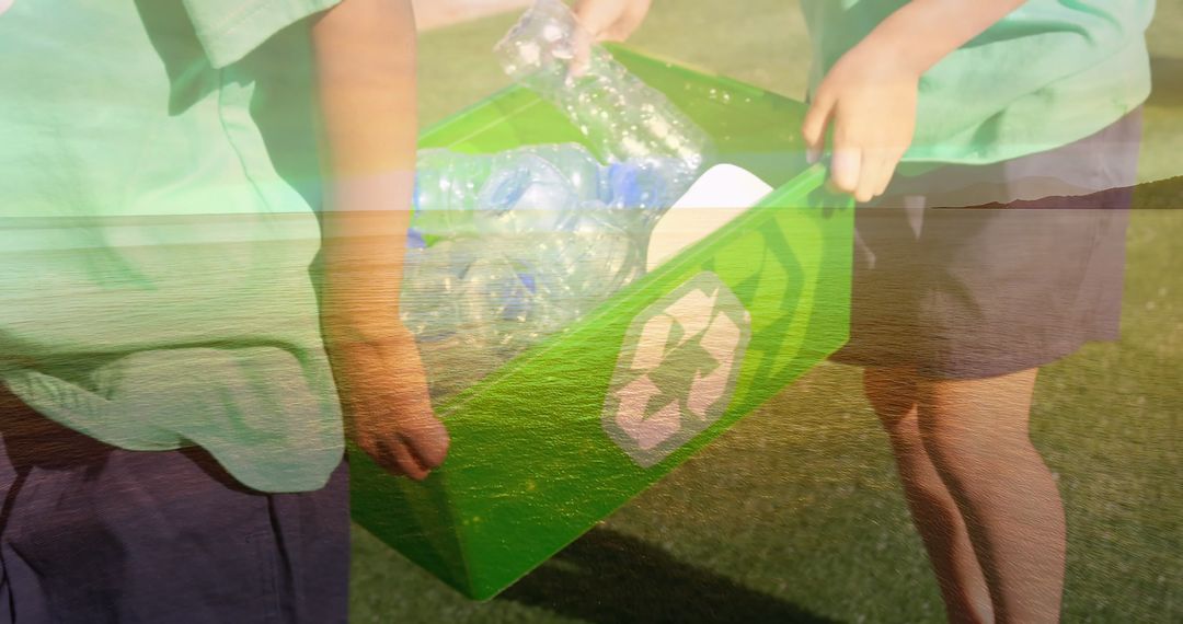 Children Engaged in Eco-Friendly Recycling Activity Outdoors