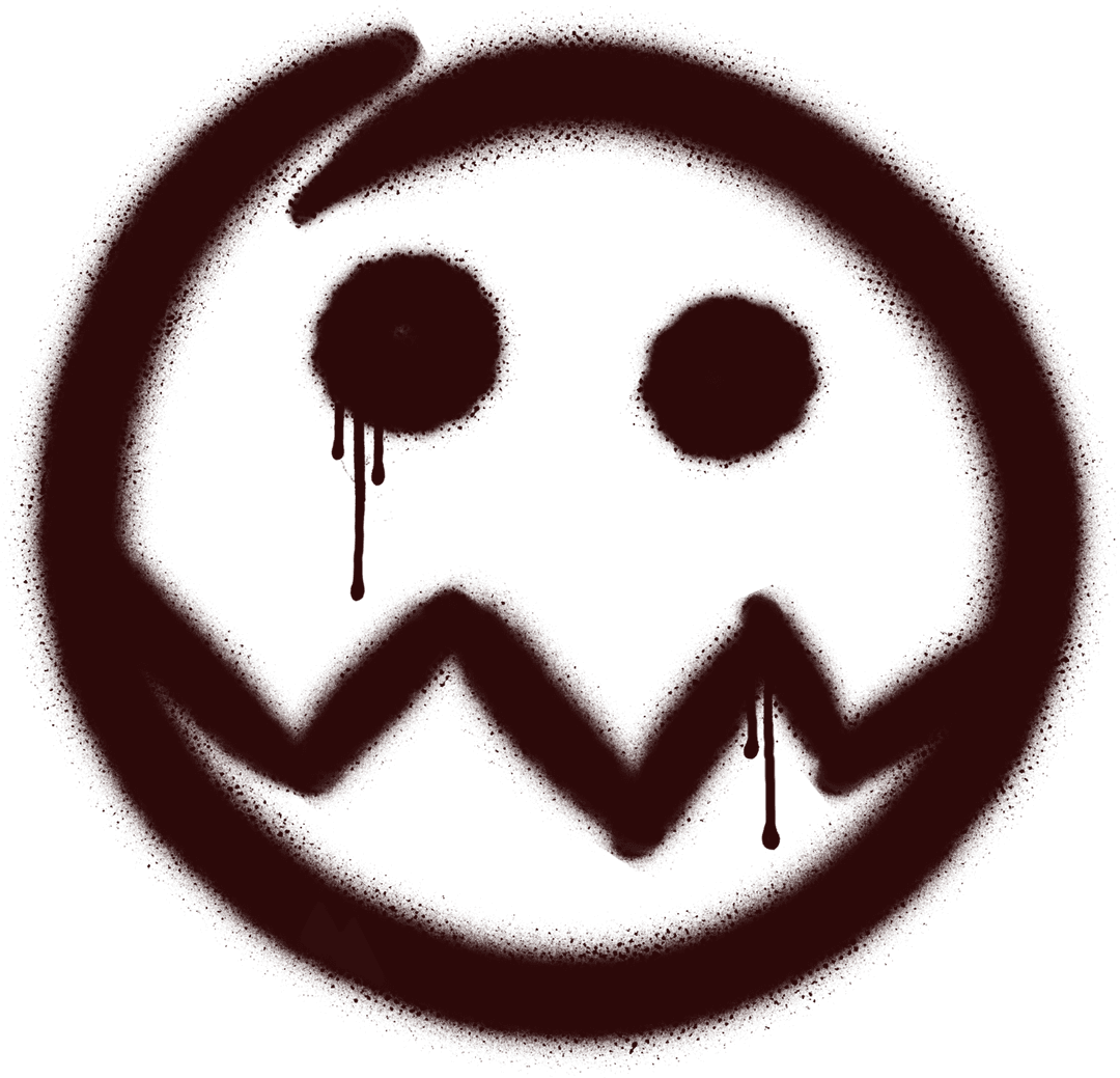 Graffiti Face Outline with drips on Transparent Background