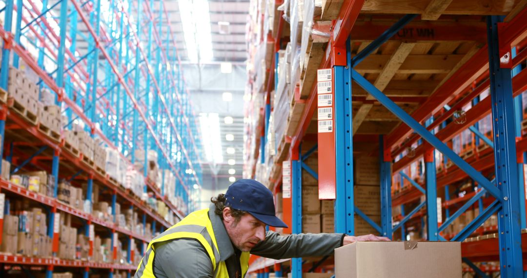 Warehouse Worker Managing Inventory in Large Storage Facility - Free Images, Stock Photos and Pictures on Pikwizard.com