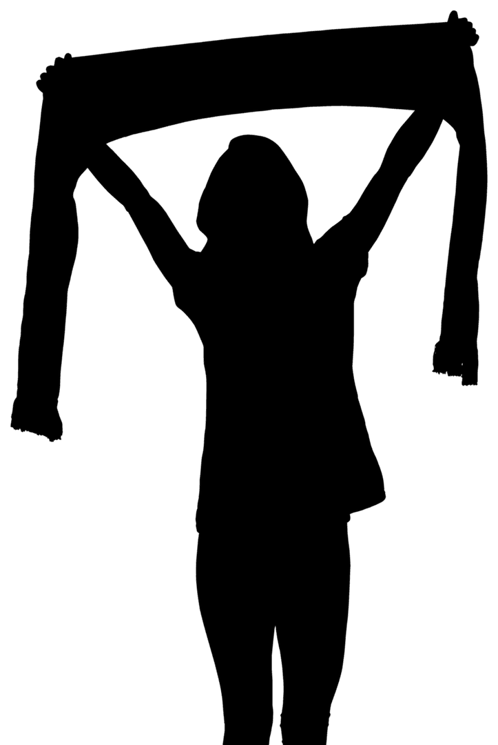 Silhouette of Female Supporter with Scarf on Transparent Background