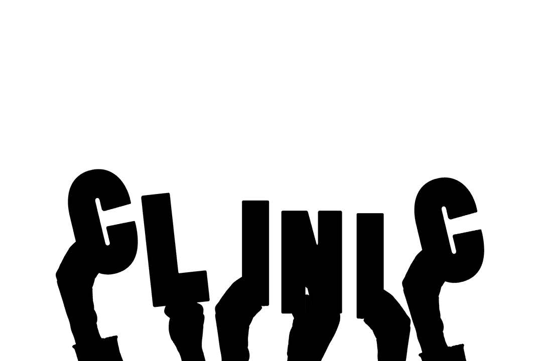 Transparent Hands Holding 'Clinic' Text for Medical Theme