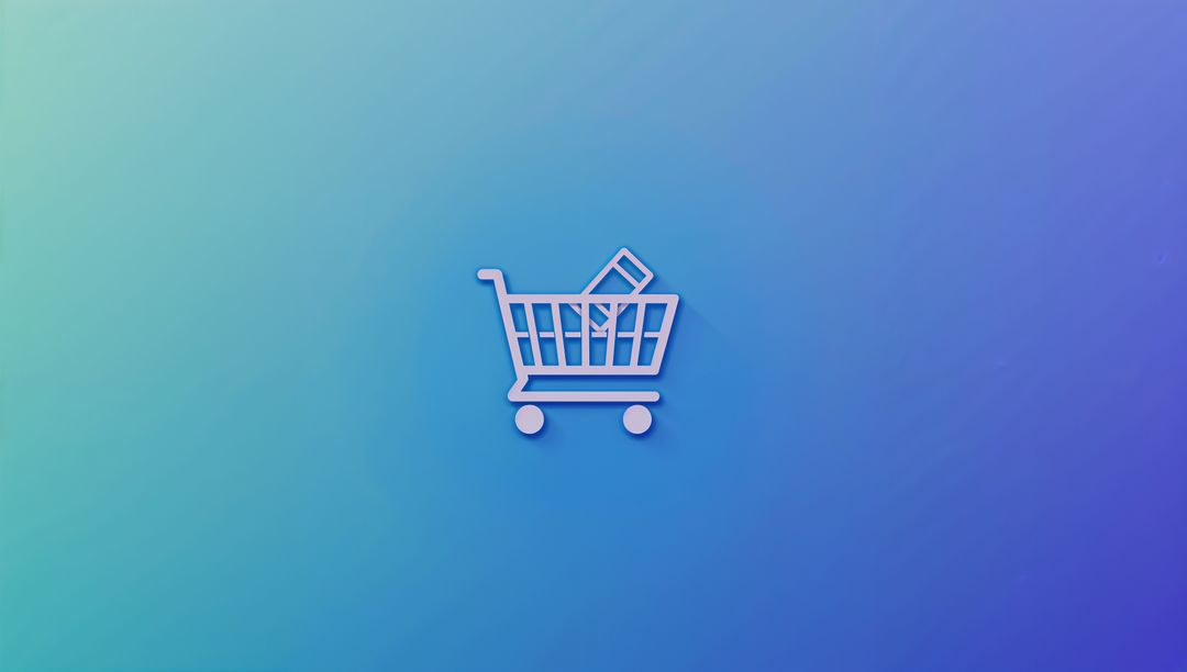 Minimalist Digital Shopping Cart Icon on Gradient Background
