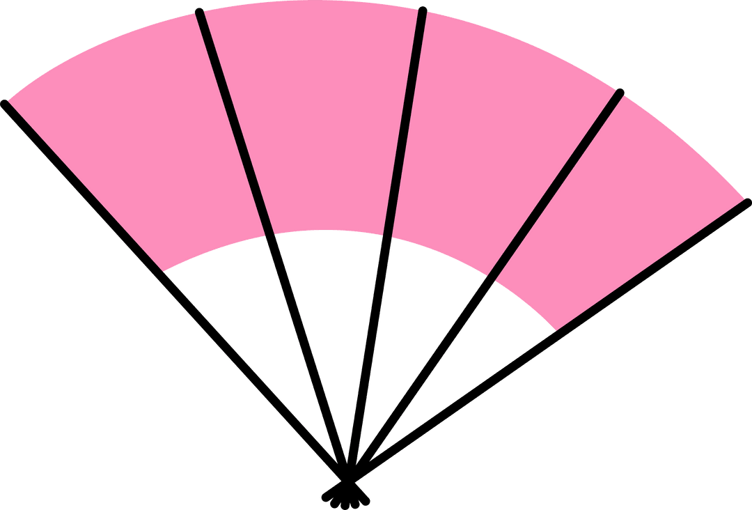 Transparent Background Flat-Style Decorative Pink Hand Fan with Black Ribs