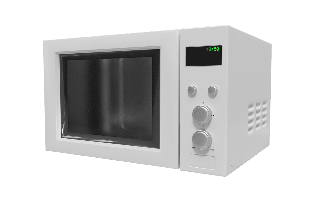 White Microwave Oven on Transparent Background