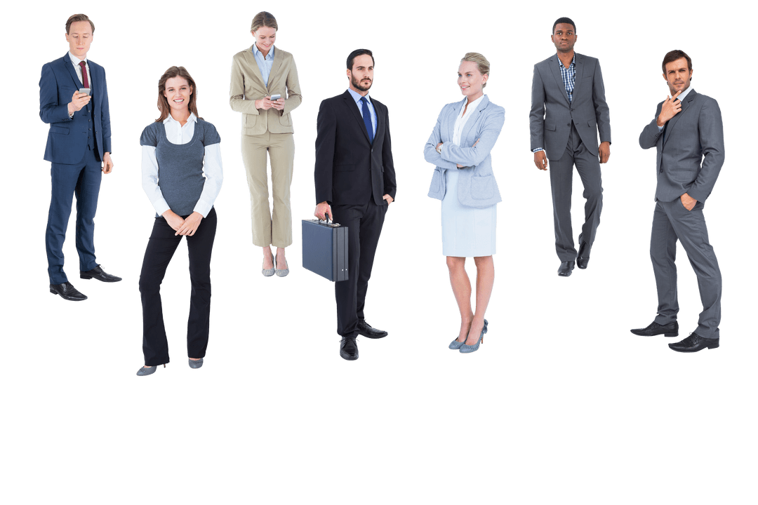 Diverse Business Team on Transparent Background