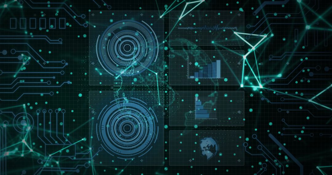 Futuristic Digital Interface Dashboard with Virtual Data Panels