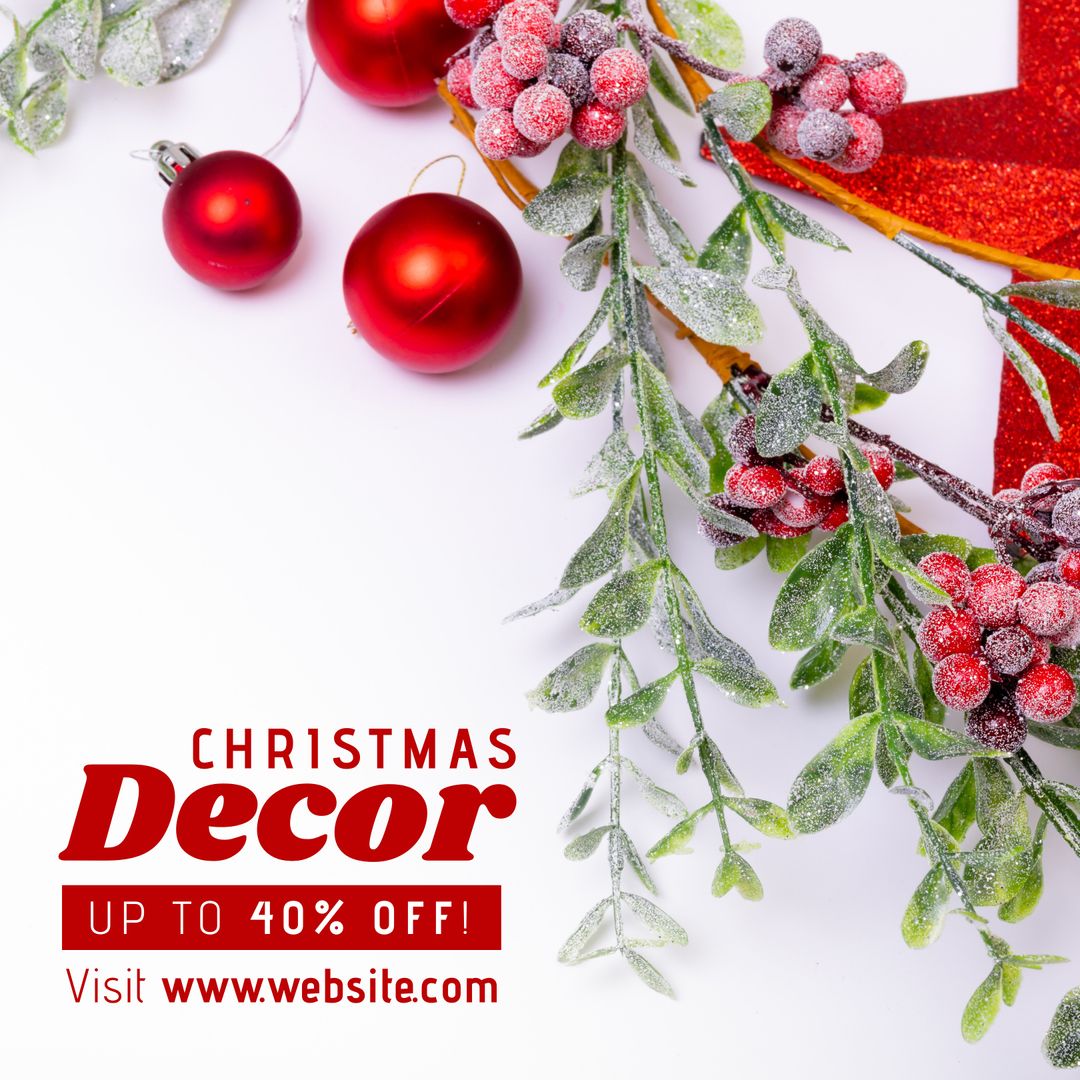 Festive Christmas Decoration Promotion with Holly and Ornaments