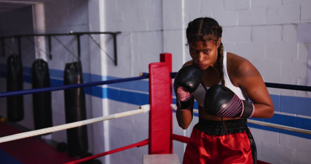 Female Boxer Training in Gym Boxing Ring - Free Images, Stock Photos and Pictures on Pikwizard.com