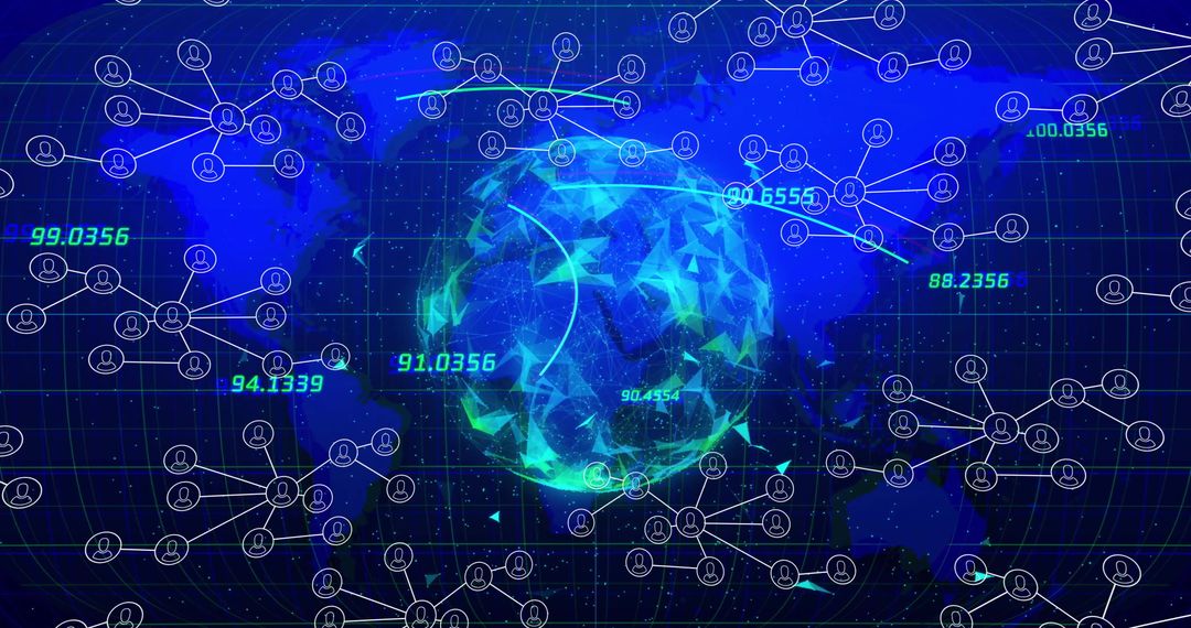 Futuristic Global Network with Digital Connectivity and Data Nodes