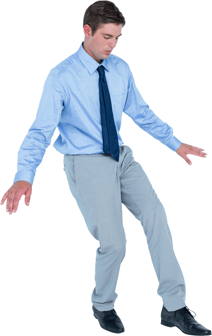 Businessman Balancing in Virtual Concept with Transparent Background