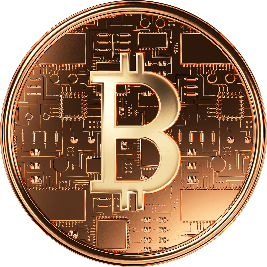 Transparent Digital Illustration of Gold Bitcoin Design