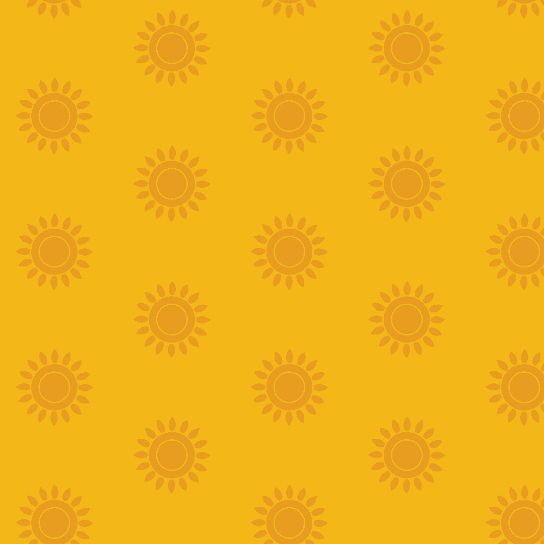 Seamless Yellow Sun Pattern Transparent Background Flat Vector Art