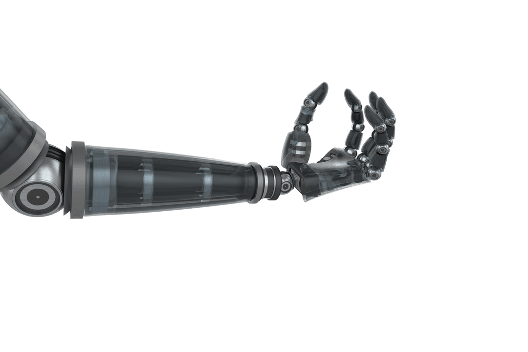 Futuristic Transparent Cyborg Arm with Open Hand Motion