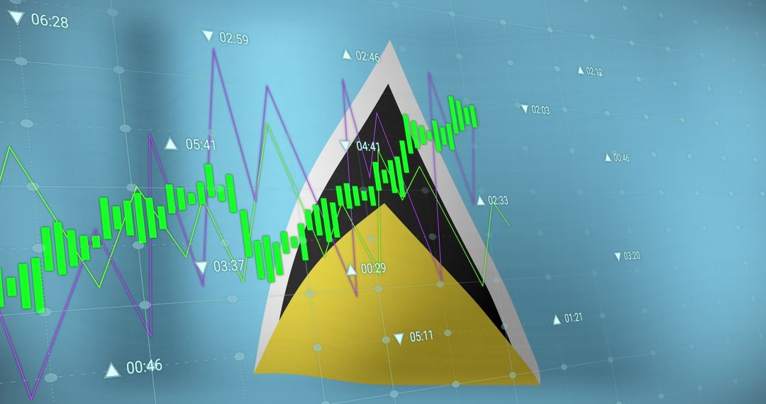 Data Analysis Overlay on Saint Lucia Flag Illustration