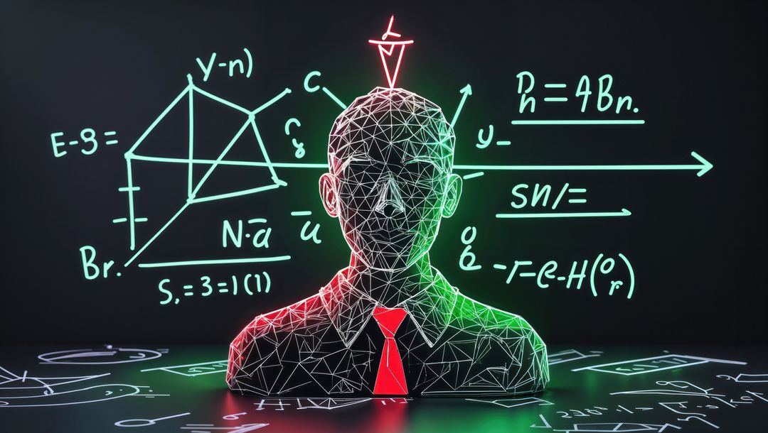 Futuristic Digital Wireframe with Formulas and Graphs