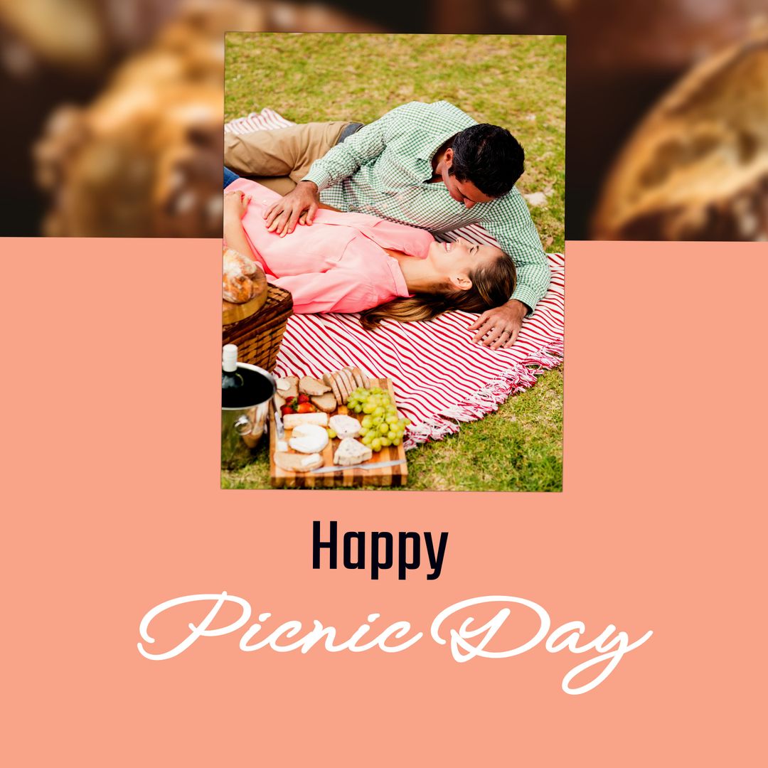 Happy Picnic Day Celebrations With Romantic Couple in Park - Download Free Stock Templates Pikwizard.com