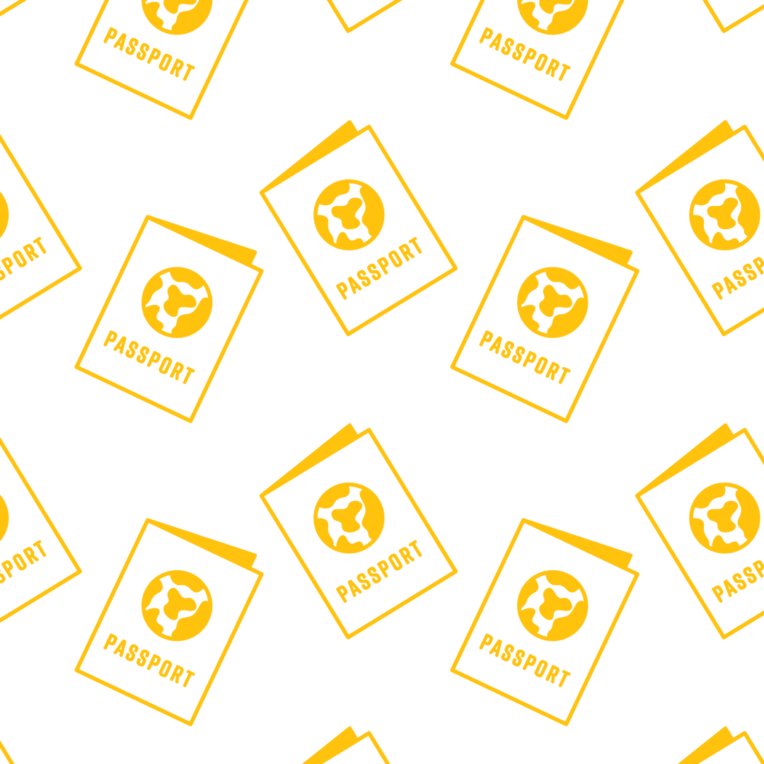 Seamless Yellow Passport Pattern on Transparent Background