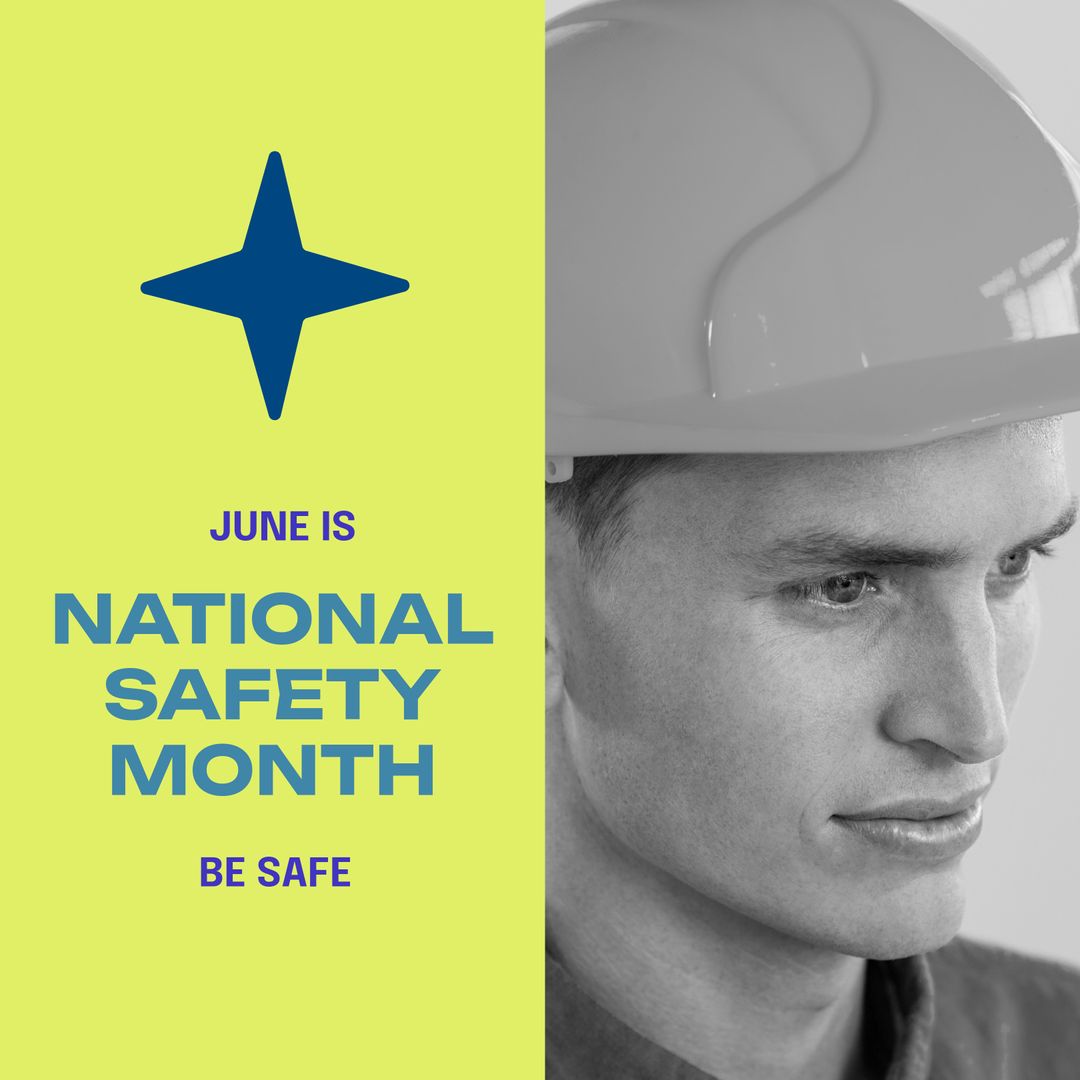 National Safety Month Promotion with Worker in Hard Hat - Download Free Stock Templates Pikwizard.com