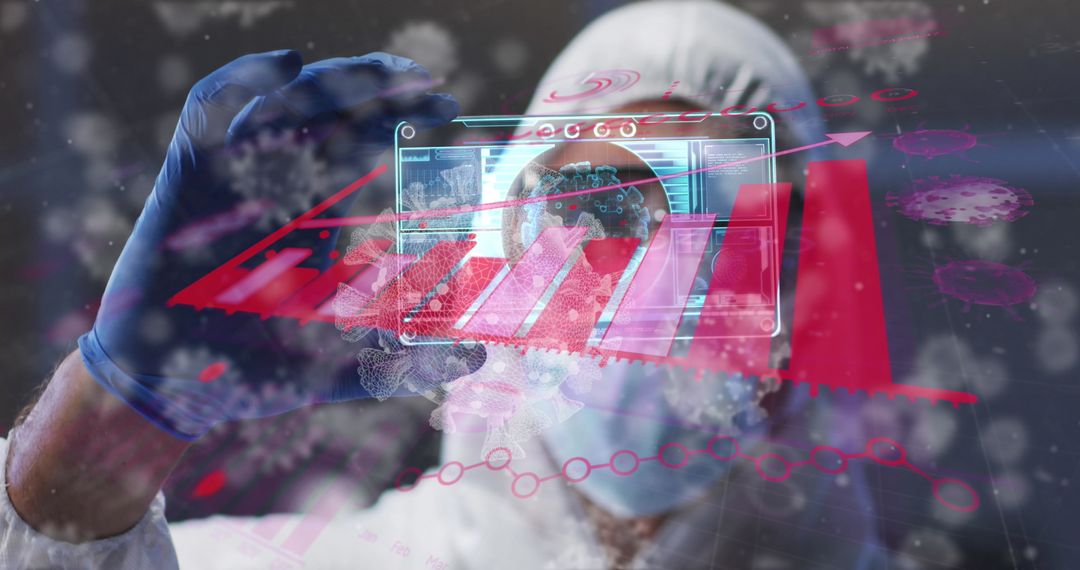 Doctor Analyzing Covid-19 Data with Digital Interface