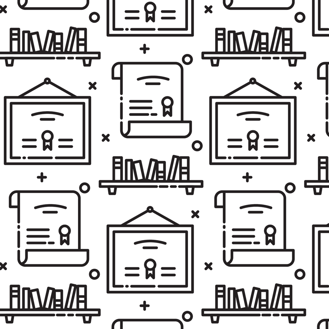 Transparent Diplomas and Books Pattern Illustration