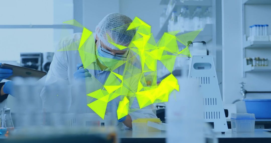 Scientist Analyzing Data with Futuristic Holographic Projections