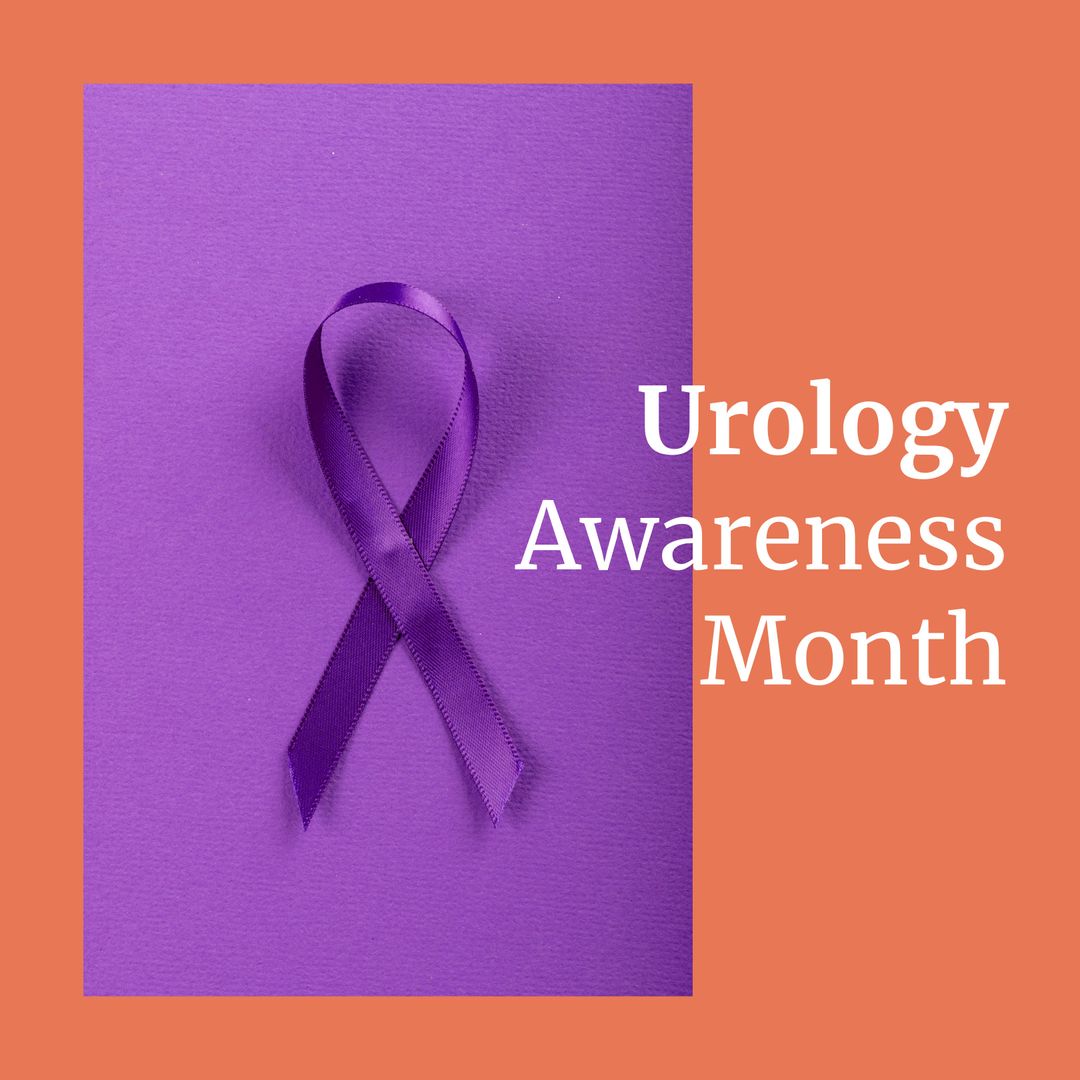 Purple Ribbon for Urology Awareness Month on Colored Background