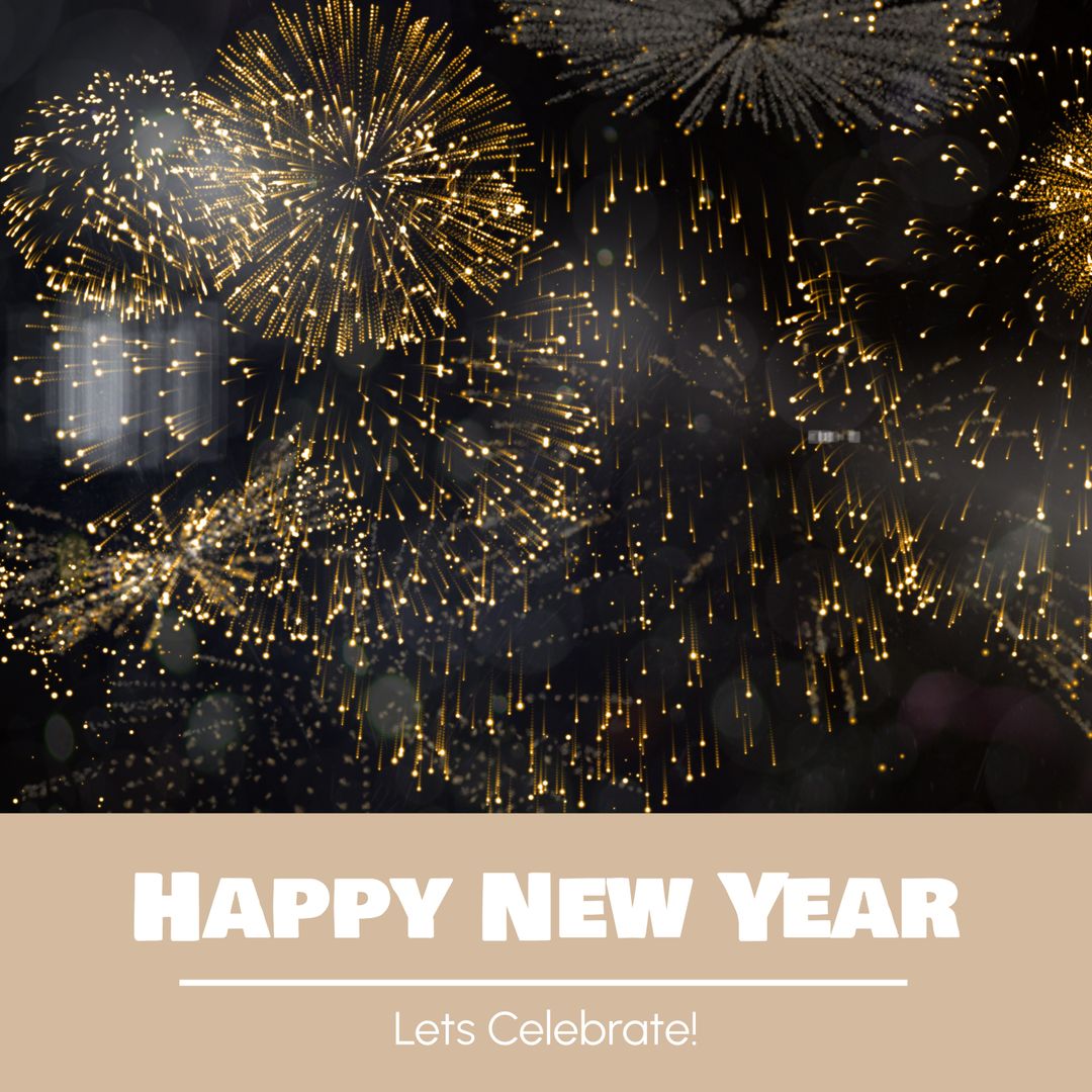 Sparkling New Year Fireworks Celebrations With Greeting