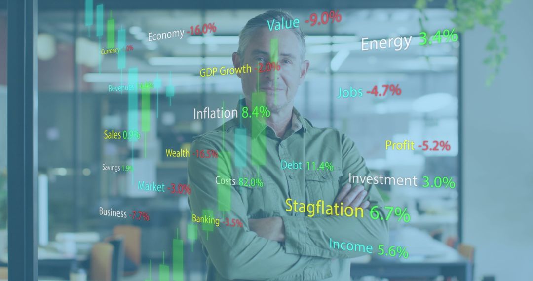 Caucasian Businessman Analyzing Financial Data in Modern Office