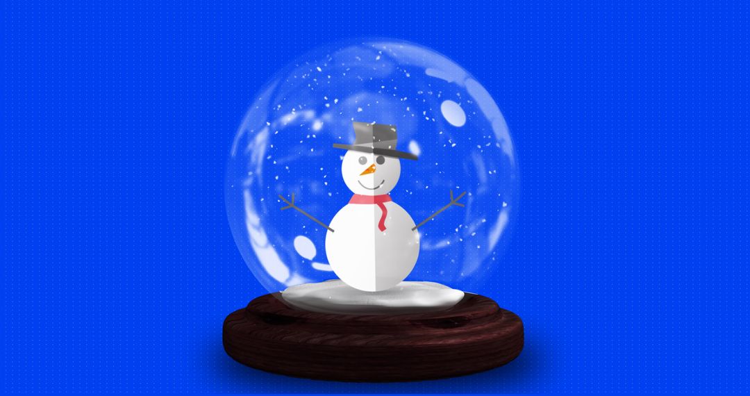 Winter Snow Globe with Snowman on Blue Background - Free Images, Stock Photos and Pictures on Pikwizard.com