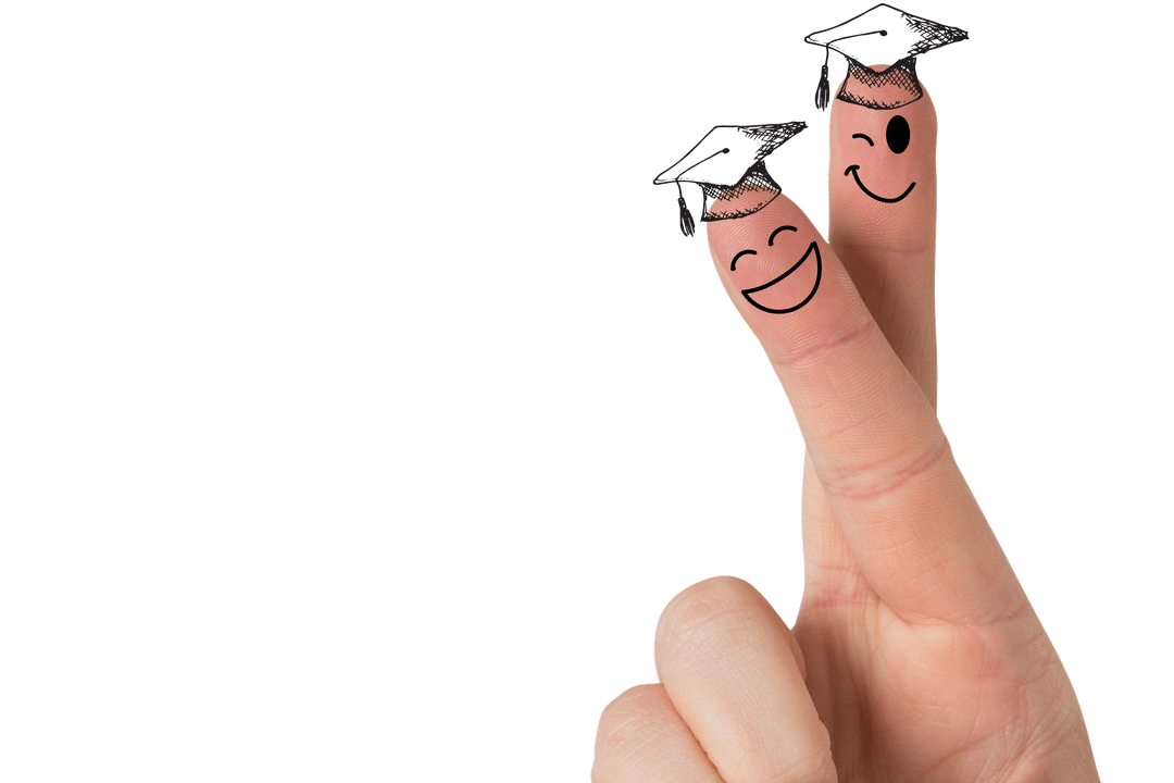 Transparent Digital Fingers as Graduate Characters Representing Education Concept