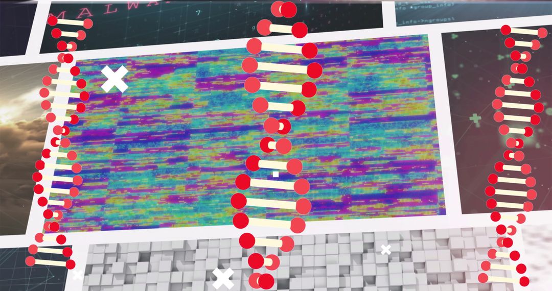 DNA Strand Overlaid on Digital Data with Space Background