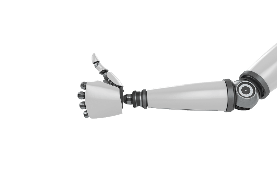 Transparent Robotic Hand Giving Thumbs Up Symbol of Approval