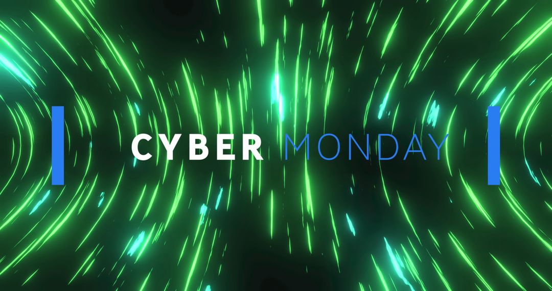 Vibrant Cyber Monday Banner with Green Light Trails