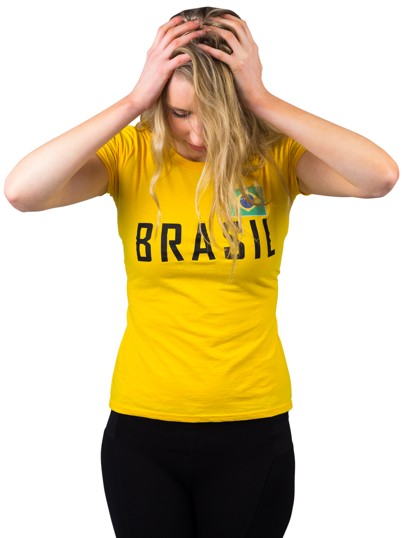 Transparent Image of Disappointed Sports Fan In Brazil Shirt - Download Free Stock Images Pikwizard.com