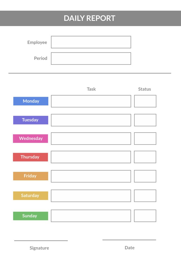 Colorful Daily Report Template for Task and Progress Tracking - Download Free Stock Templates Pikwizard.com