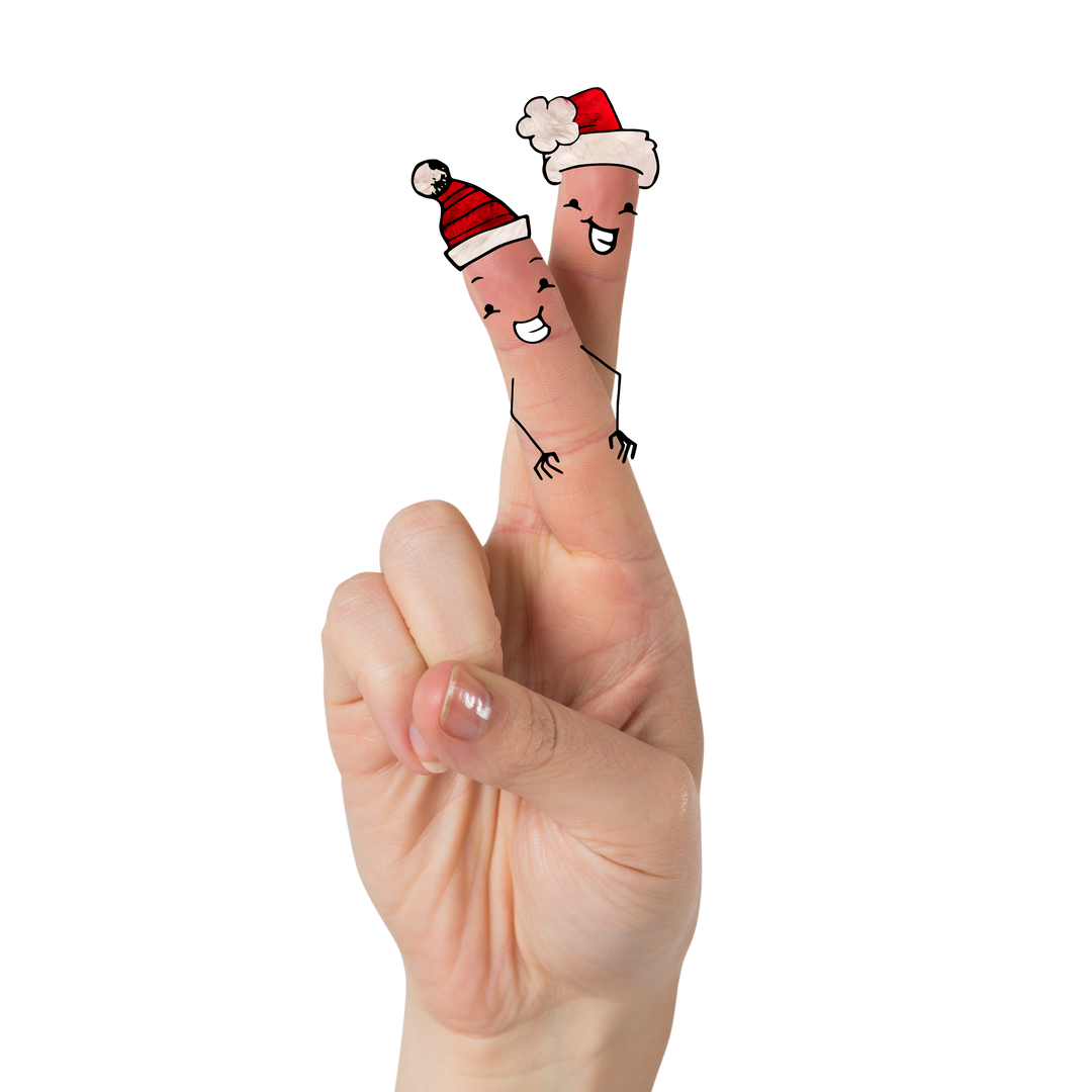 Hand with Finger Puppets Wearing Santa Hats on Transparent Background - Download Free Stock Images Pikwizard.com