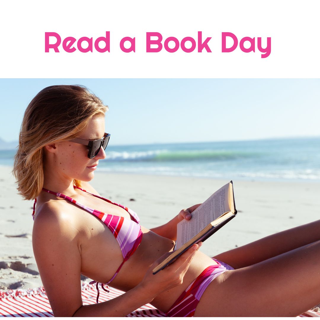 Woman Reading Book on Beach for Read a Book Day Awareness