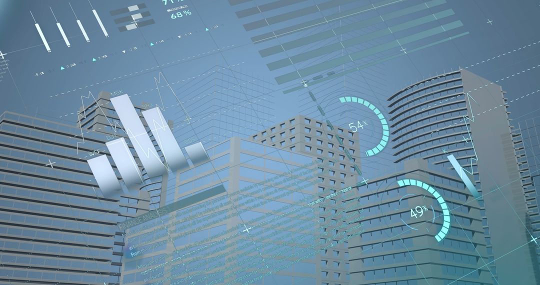 Futuristic Digital Data Analytics Over Urban Skyline