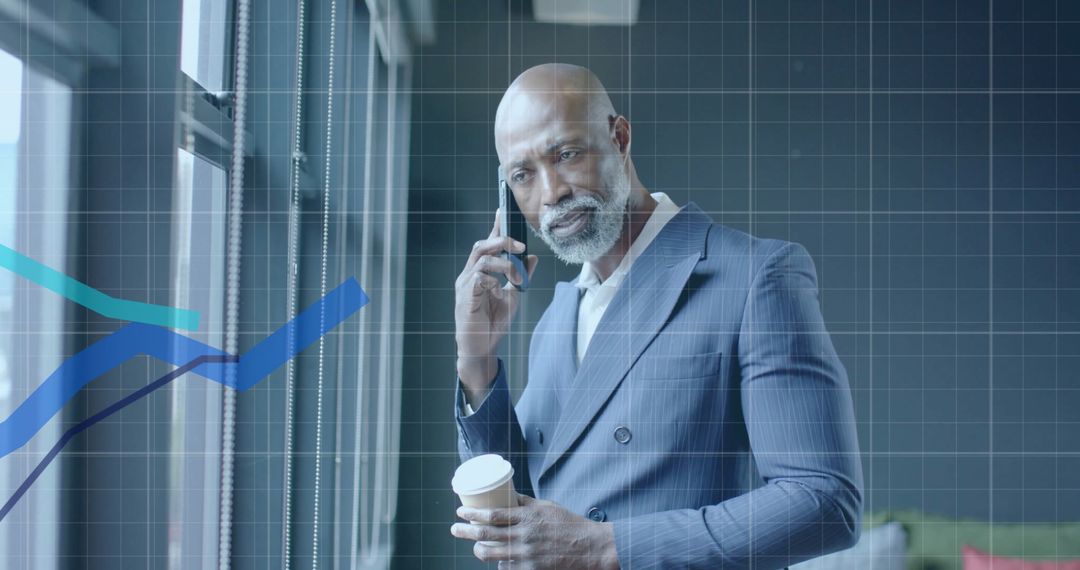 Businessman Analyzing Financial Data in Modern Office Setting