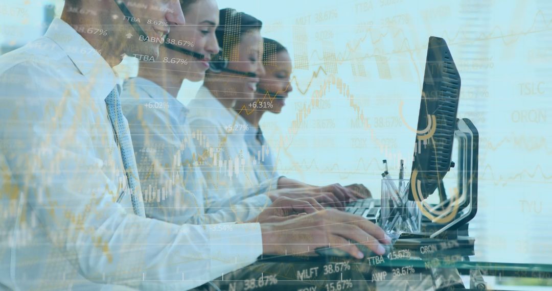 Professional Call Center: Diverse Team Answering Customer Inquiries