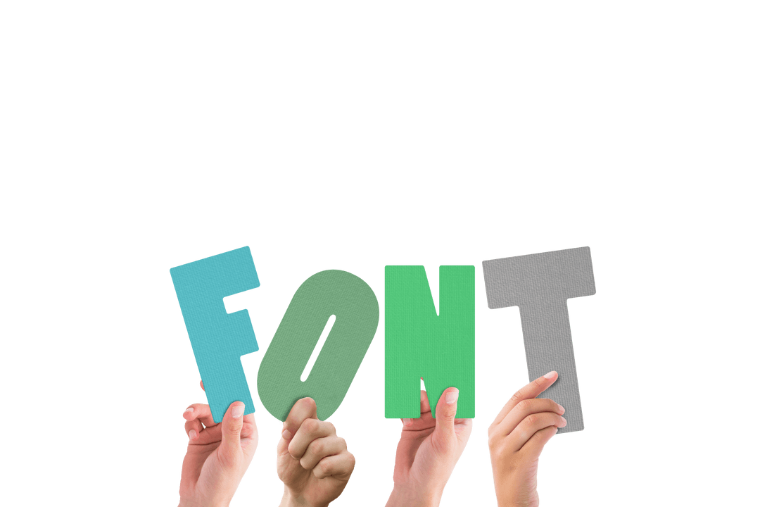 People Holding Colorful Letters on Transparent Background