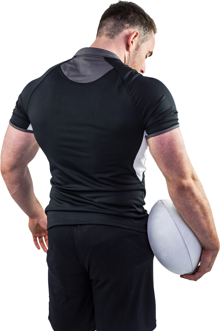 Transparent Back View Rugby Player Holding Ball - Download Free Stock Images Pikwizard.com