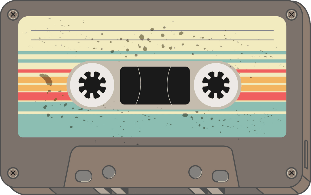 Vintage Cassette Tape Flat Design on Transparent Background