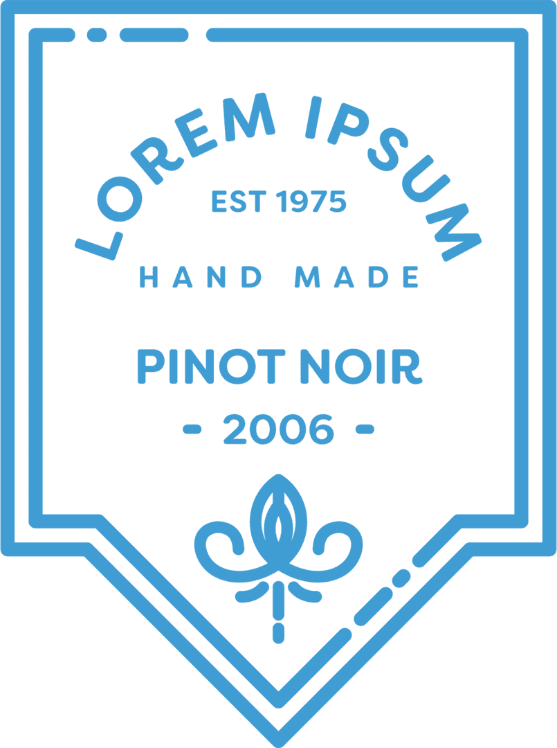 Blue Vintage Wine Label Design on Transparent Background