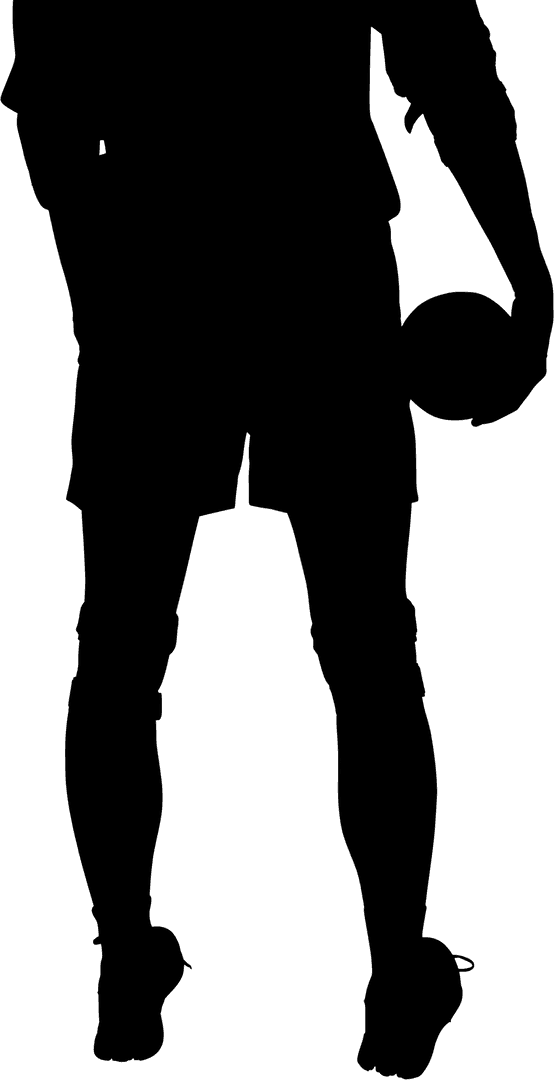 Silhouette of Male Handball Player on Transparent Background
